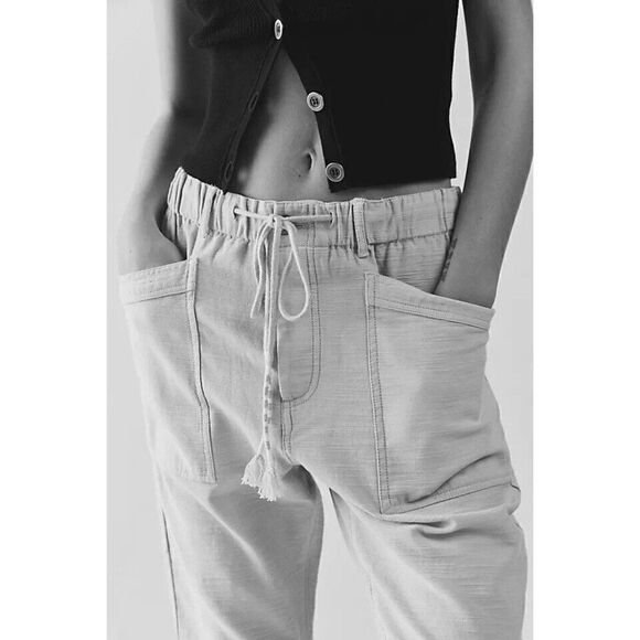 NWT FREE PEOPLE Sz M CITY SLOUCH BOYFRIEND PANTS IN BLACK - Picture 3 of 4